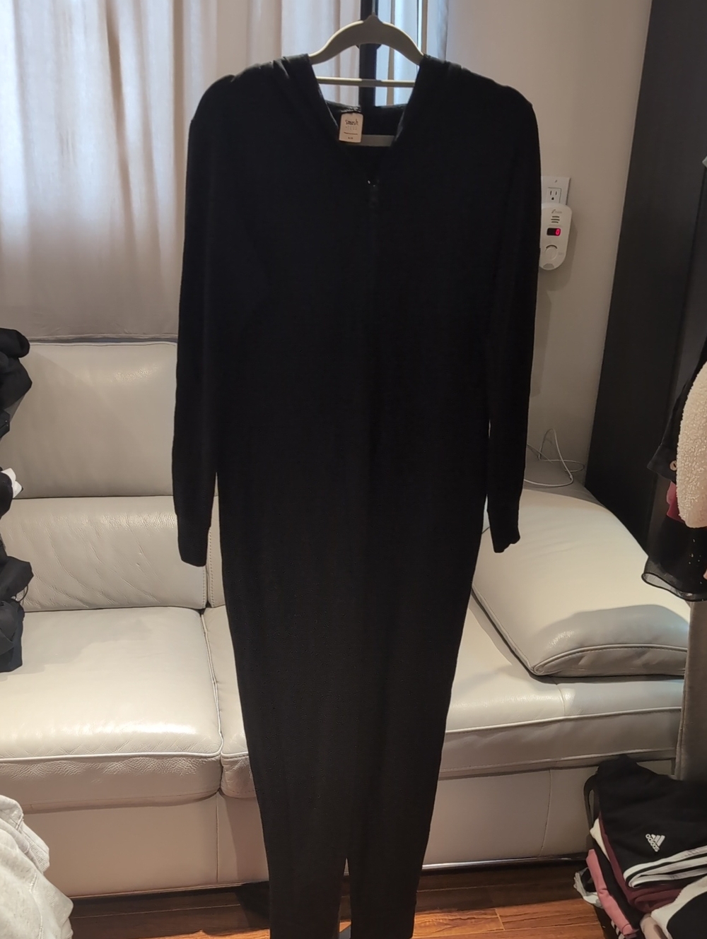 Smash + Tess Black Hooded Long-Sleeve Knit Maxi Dress